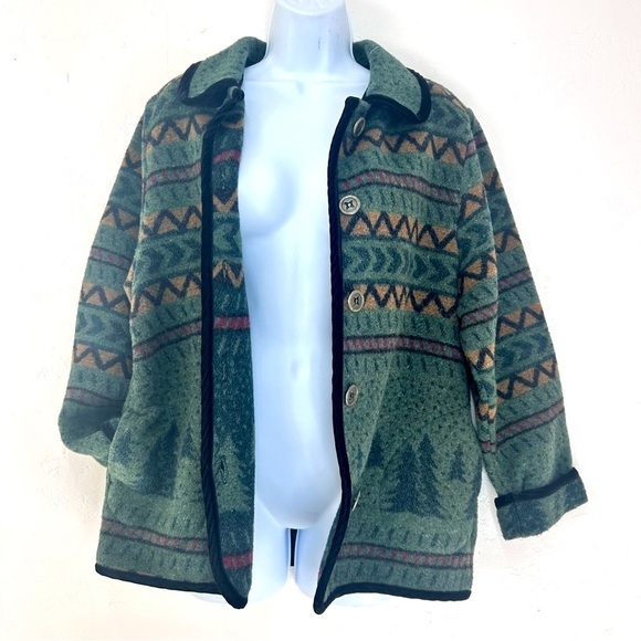COLDWATER CREEK Vtg Wool Aztec Print Jacket Womens S/M - Picture 2 of 9